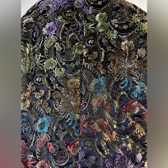 Vintage Chico Designs quilted fur collar rainbow floral brocade jacket size S - Picture 8 of 11